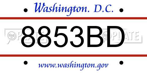 8853BD District Of Columbia License Plate