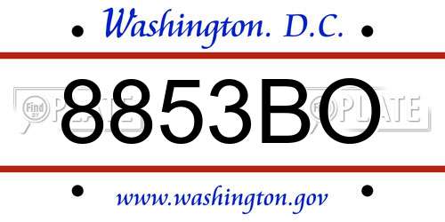 8853BO District Of Columbia License Plate