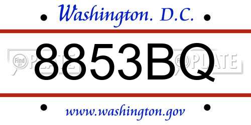 8853BQ District Of Columbia License Plate