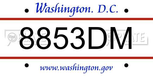 8853DM District Of Columbia License Plate