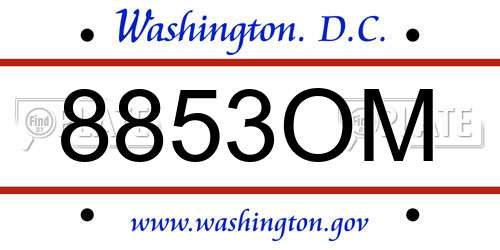 8853OM District Of Columbia License Plate