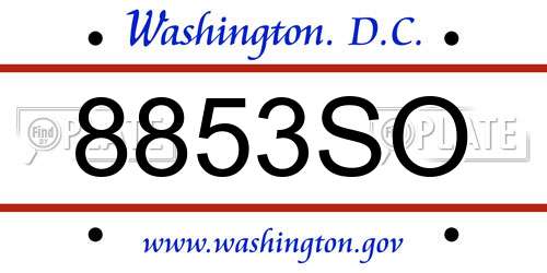 8853SO District Of Columbia License Plate