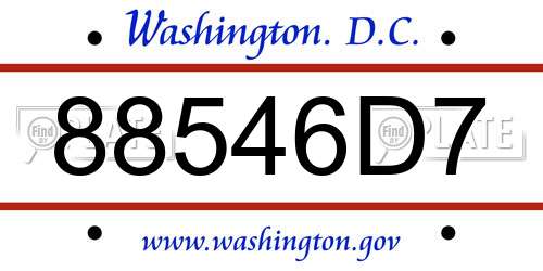 88546D7 District Of Columbia License Plate