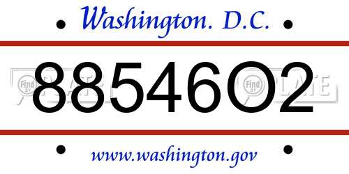 88546O2 District Of Columbia License Plate