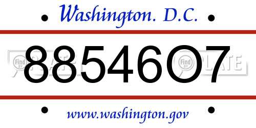 88546O7 District Of Columbia License Plate