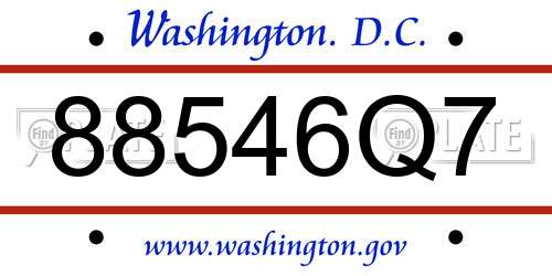 88546Q7 District Of Columbia License Plate