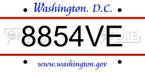 8854VE District Of Columbia License Plate