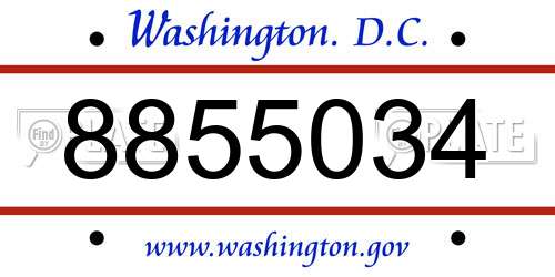 8855034 District Of Columbia License Plate