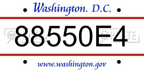 88550E4 District Of Columbia License Plate