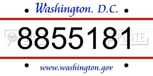 8855181 District Of Columbia License Plate