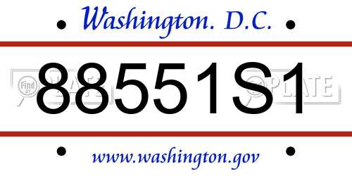 88551S1 District Of Columbia License Plate