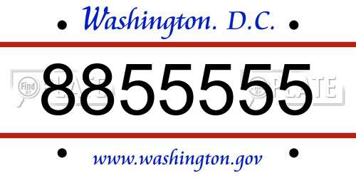 8855555 District Of Columbia License Plate