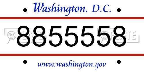 8855558 District Of Columbia License Plate