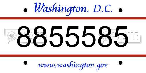 8855585 District Of Columbia License Plate