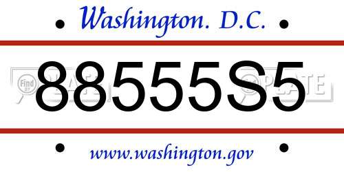 88555S5 District Of Columbia License Plate