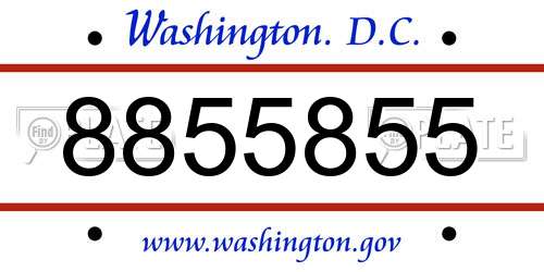 8855855 District Of Columbia License Plate