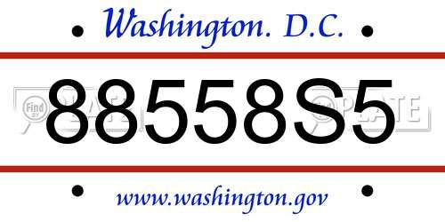 88558S5 District Of Columbia License Plate