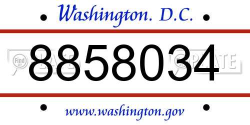 8858034 District Of Columbia License Plate