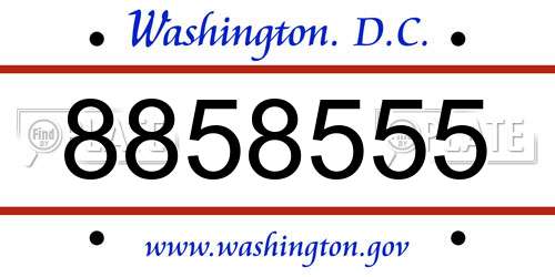 8858555 District Of Columbia License Plate