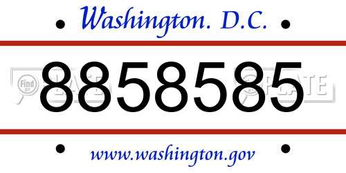 8858585 District Of Columbia License Plate