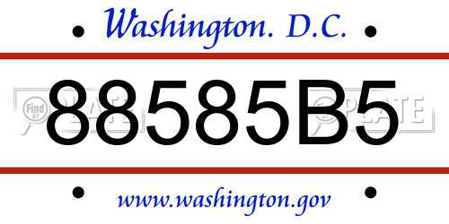 88585B5 District Of Columbia License Plate