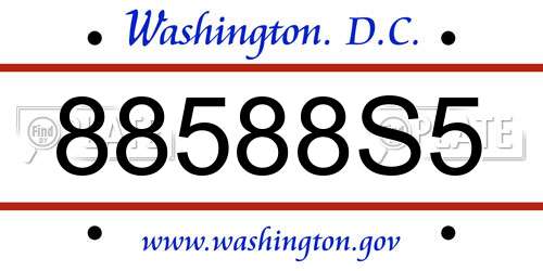 88588S5 District Of Columbia License Plate