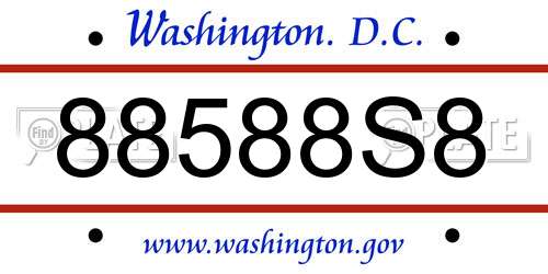 88588S8 District Of Columbia License Plate