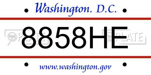 8858HE District Of Columbia License Plate