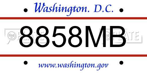 8858MB District Of Columbia License Plate