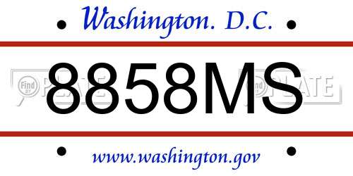 8858MS District Of Columbia License Plate