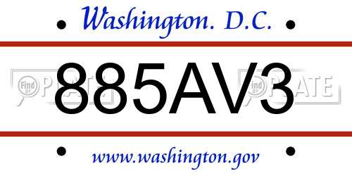 885AV3 District Of Columbia License Plate