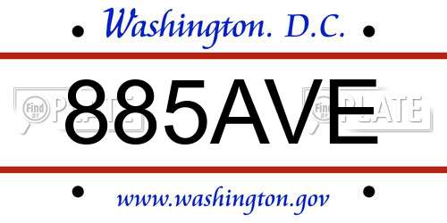 885AVE District Of Columbia License Plate
