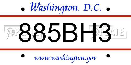 885BH3 District Of Columbia License Plate