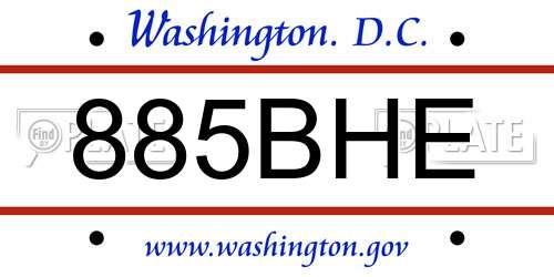 885BHE District Of Columbia License Plate