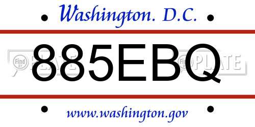 885EBQ District Of Columbia License Plate