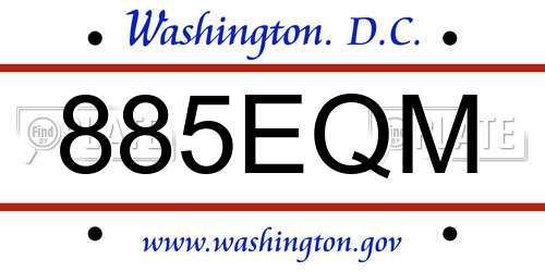 885EQM District Of Columbia License Plate