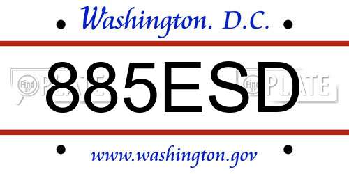 885ESD District Of Columbia License Plate