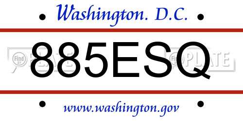 885ESQ District Of Columbia License Plate