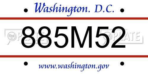 885M52 District Of Columbia License Plate