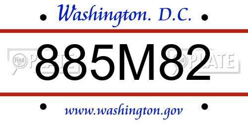 885M82 District Of Columbia License Plate