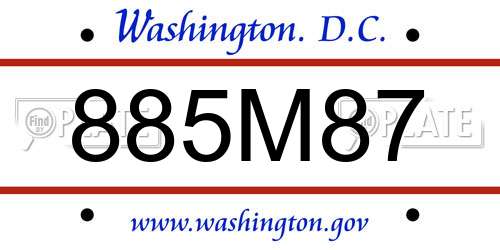 885M87 District Of Columbia License Plate