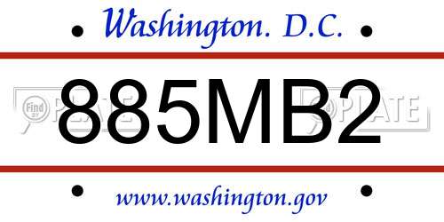 885MB2 District Of Columbia License Plate
