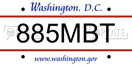 885MBT District Of Columbia License Plate