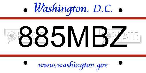885MBZ District Of Columbia License Plate
