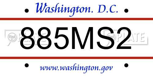 885MS2 District Of Columbia License Plate