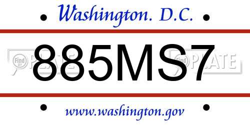 885MS7 District Of Columbia License Plate