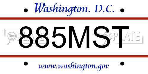 885MST District Of Columbia License Plate