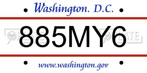 885MY6 District Of Columbia License Plate