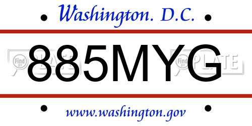885MYG District Of Columbia License Plate