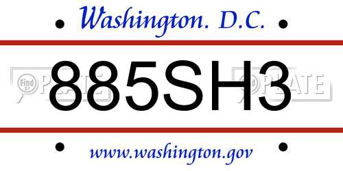 885SH3 District Of Columbia License Plate